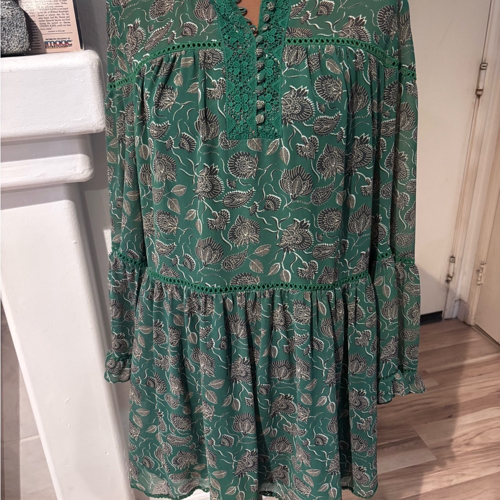Rebecca Minkoff Florence dress in green paisley print polyester size M. Vintage! - Picture 5 of 16